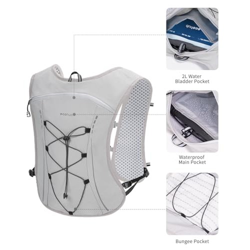 ECOHUB Grey Hydration Vest Running Backpack with 2L Water Bladder-3