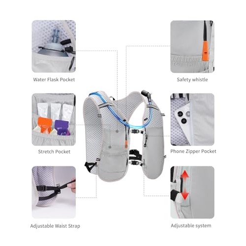 ECOHUB Grey Hydration Vest Running Backpack with 2L Water Bladder-4