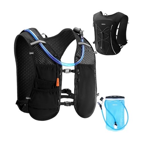 ECOHUB Hydration Vest Running Backpack with 2L Water Bladder, 6 Pockets, Black