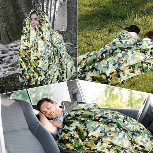 EEEKit Camouflage Survival Bivy Bags, 2 Pack with Whistle-4