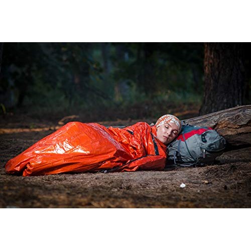 EMERGENCY USA Emergency Portable Sleeping Bag Reflective Mylar Bivy Sack with Whistle, Compass and Survival Hook-4