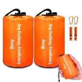 Cymuber Emergency Sleeping Bag Survival Bivy Sack with Carabiner and Whistle
