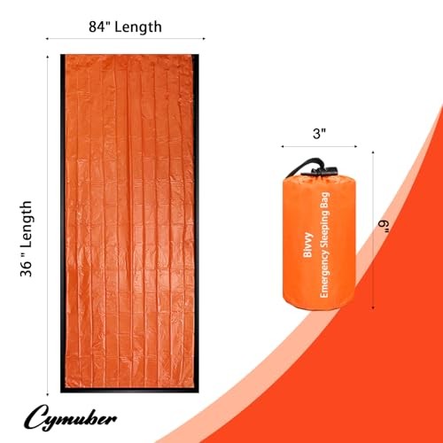 Cymuber Emergency Sleeping Bag Survival Bag, Survival Orange, 4 Pack-4