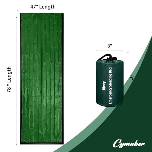 Cymuber Emergency Sleeping Bag Survival Bag, Army Green, 2 Pack-4