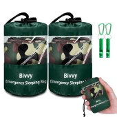Cymuber Emergency Sleeping Bag Survival Bivy, Woodland Camo, 2 Pack