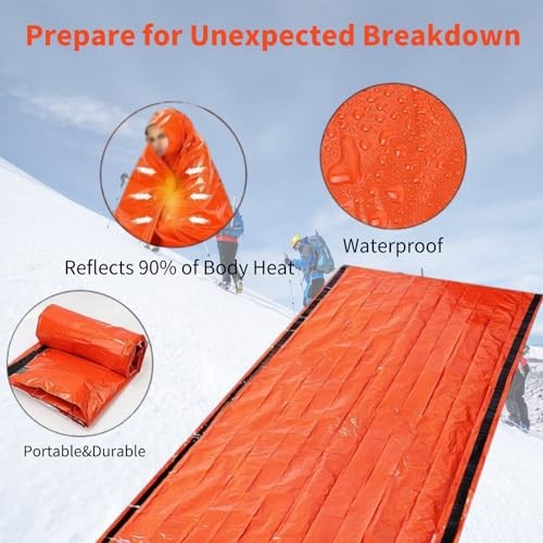 Dzronda Emergency Sleeping Bag 2 Pack with Whistle, Waterproof Thermal Bivy Sack-2