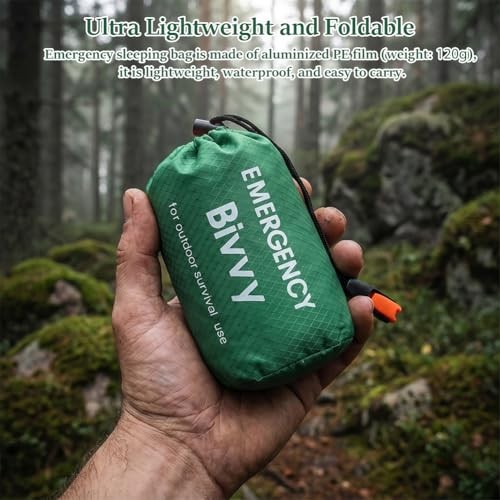 FCXVXCL Emergency Survival Sleeping Bag Bivy Sack, Green-2