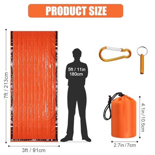 Kaquxibix Emergency Thermal Sleeping Bag and Bivvy Sack with Whistle-1