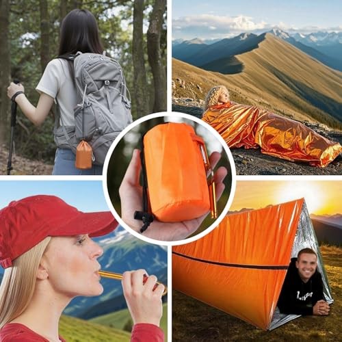 Kaquxibix Emergency Thermal Sleeping Bag and Bivvy Sack with Whistle-4