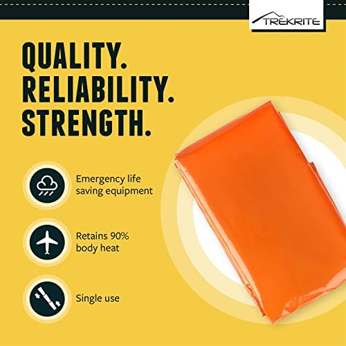 Trekrite Emergency Waterproof Survival Bivi Bag, Lightweight Thermal Foil, High Visibility Orange, Single Pack-1