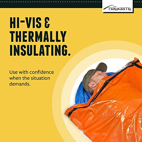 Trekrite Emergency Waterproof Survival Bivi Bag, Lightweight Thermal Foil, High Visibility Orange, Single Pack-3