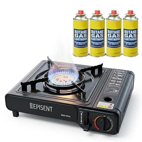 EPISENT Portable Camping Gas Stove with Carry Case and 4 Butane Gas Cans-8
