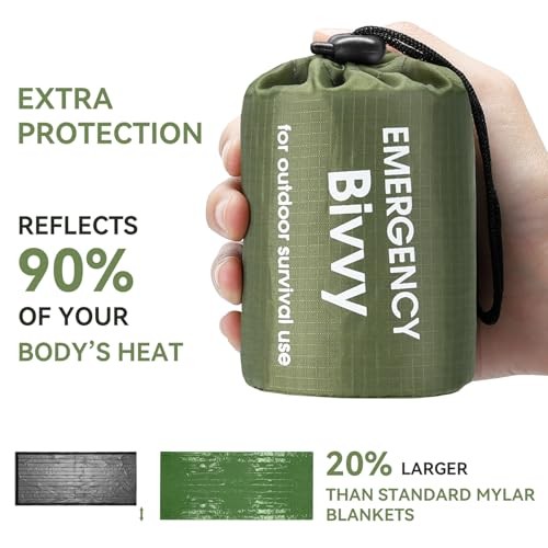 Esky Emergency Sleeping Bag 4 Pack Thermal Bivy Sacks, Green-3