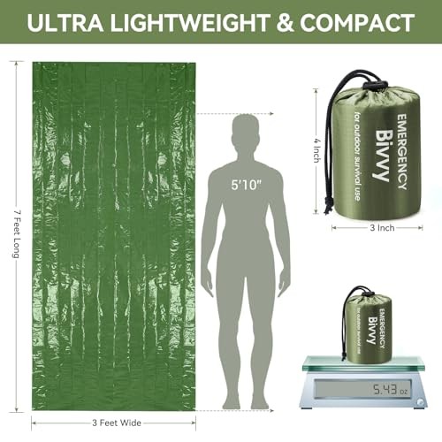 Esky Emergency Sleeping Bag 4 Pack Thermal Bivy Sacks, Green-4