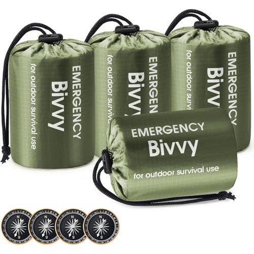 Esky Emergency Sleeping Bag 4 Pack Thermal Bivy Sacks, Green