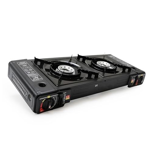 EUROCATCH 2-Burner Gas Cooker, incl. 12 Butane Gas Bottles-2