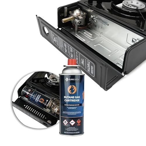 EUROCATCH 2-Burner Gas Cooker with 16 Butane Gas Bottles-4