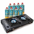 EUROCATCH 2-burner gas cooker with 8 butane gas bottles