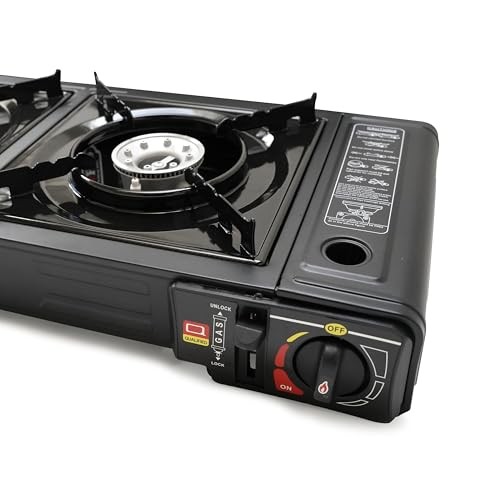 EUROCATCH 2-burner gas cooker with 8 butane gas bottles-4