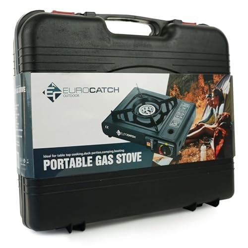 EUROCATCH 1 Burner Gas Cooker with 20 Gas Cartridges and Carrying Case-1