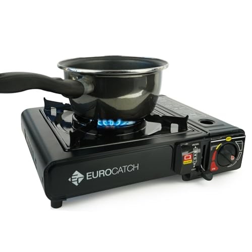 EUROCATCH 1 Burner Gas Cooker with 20 Gas Cartridges and Carrying Case-5