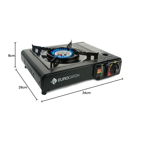 EUROCATCH 1 Burner Gas Cooker with 20 Gas Cartridges and Carrying Case-9