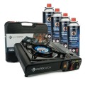 EUROCATCH 1-Burner Gas Cooker with Carrying Case, incl. 4 Gas Cartridges