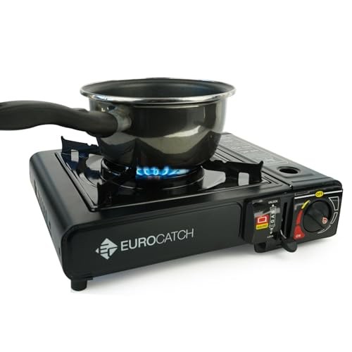 EUROCATCH 1 Burner Gas Camping Stove with Carrying Case, Without Gas Cartridges-1