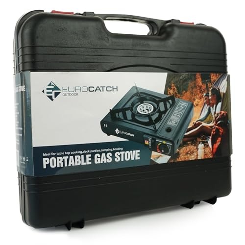 EUROCATCH 1 Burner Gas Camping Stove with Carrying Case, Without Gas Cartridges-3
