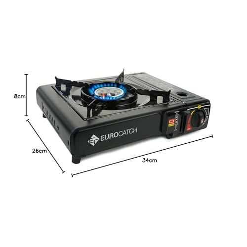 EUROCATCH 1 Burner Gas Camping Stove with Carrying Case, Without Gas Cartridges-7