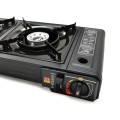 EUROCATCH 2 Burner Gas Stove Camping Cooker, Black, without gas cartridges