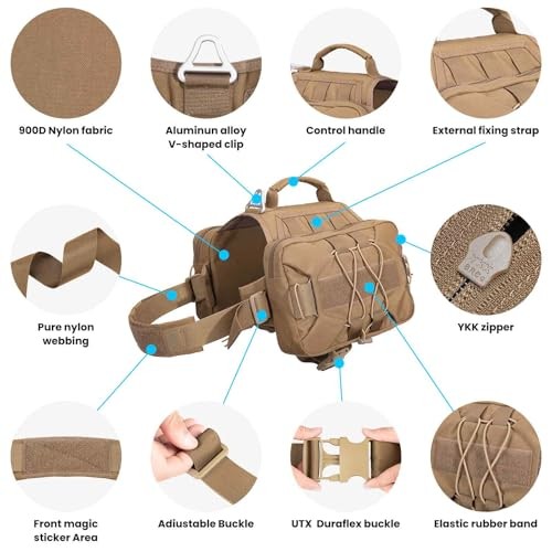 EXCELLENT ELITE SPANKER Pet Pack Dog Saddle Bag Backpack, Brown, M-2