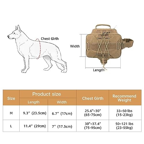 EXCELLENT ELITE SPANKER Tactical Dog Saddle Bag Harness, Brown, L-1