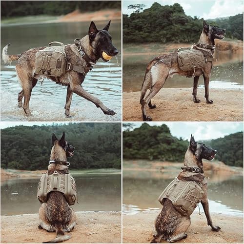 EXCELLENT ELITE SPANKER Tactical Dog Saddle Bag Harness, Brown, L-6
