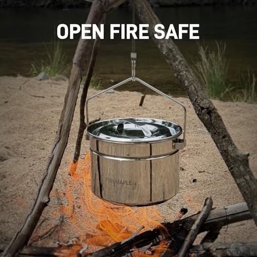 Fire-Maple 1.8L Stainless Steel Camping Pot with Steamer Basket and Foldable Handle-3