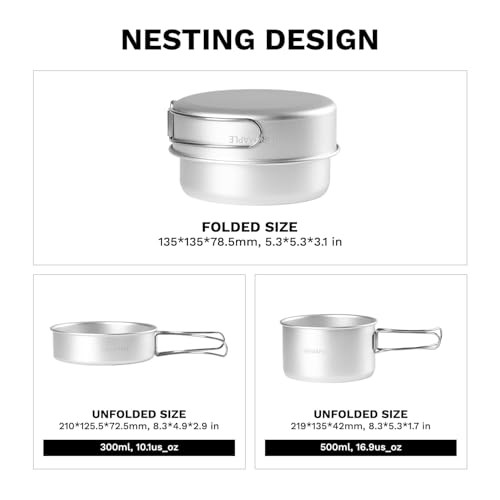 Fire-Maple Frost Mini Camping Cookware Set, 500ml Pot and 300ml Frypan, 186g-5