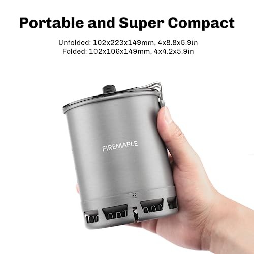 Fire-Maple Petrel 246g Ultralight Camping Cooking Set, Aluminium Pot, Titanium Stove and Gas Canister Stand, Fmc-g3-4