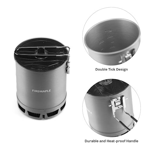 Fire-Maple Petrel 246g Ultralight Camping Cooking Set, Aluminium Pot, Titanium Stove and Gas Canister Stand, Fmc-g3-5