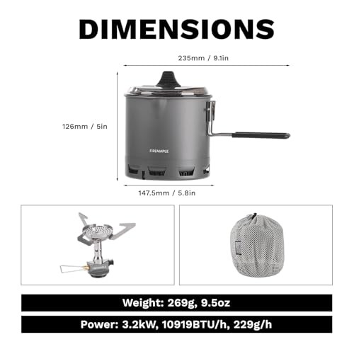 Fire-Maple Petrel 269g Ultralight G2 Camping Cooking Set, G2 Pot + Stove Set-3