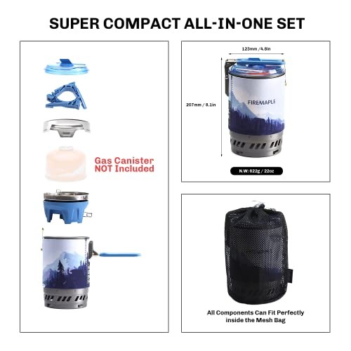 Fire-Maple Polaris Pressure Regulator Camping Cooking System, Blue-2