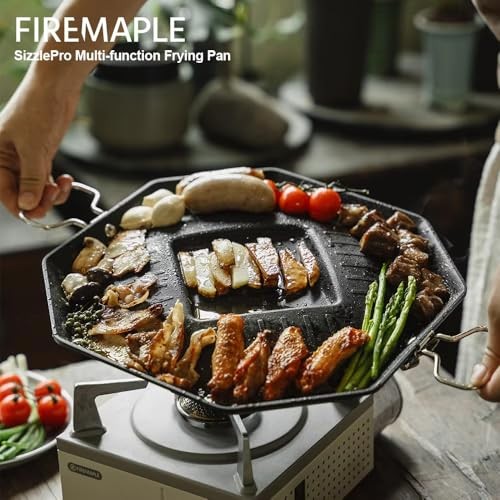 Fire-Maple SizzlePro Octagon Camping Frying Pan 0.5L, Lightweight Aluminium Alloy Grill Pan with Dual-Layer Non-Stick Coating and Folding Handles-2