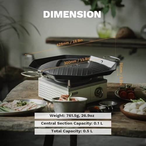 Fire-Maple SizzlePro Octagon Camping Frying Pan 0.5L, Lightweight Aluminium Alloy Grill Pan with Dual-Layer Non-Stick Coating and Folding Handles-5
