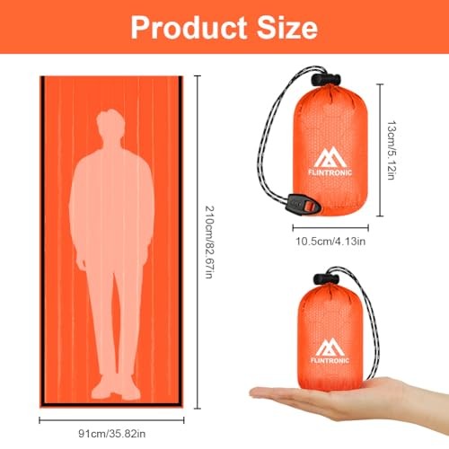 flintronic 2-Pack Emergency Bivvy Sleeping Bags, Orange-1