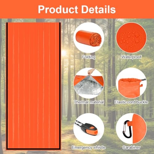 flintronic 2-Pack Emergency Bivvy Sleeping Bags, Orange-3