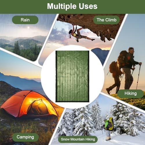 flintronic 2-Pack Green Survival Sleeping Bags, Emergency Bivvy Bags with Whistle-7
