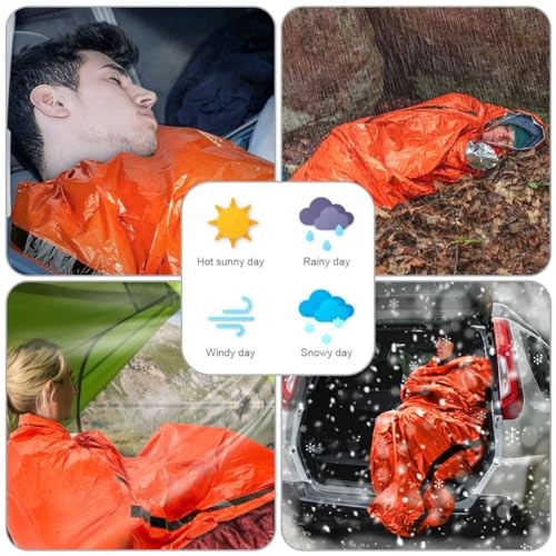 flintronic Survival Sleeping Bag Emergency Bivvy Bag, 5pcs Orange-5