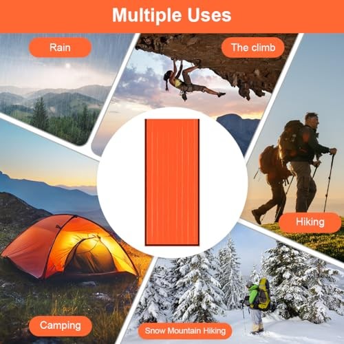 flintronic Survival Sleeping Bag Emergency Bivvy Bag, 5pcs Orange-6