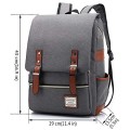 HASAGEI Vintage Unisex Casual School Bag Backpack, Grey, One Size