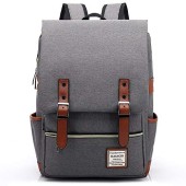 HASAGEI Vintage Unisex Casual School Bag Backpack, Grey, One Size