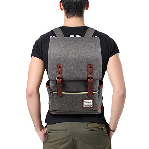 HASAGEI Vintage Unisex Casual School Bag Backpack, Grey, One Size-6